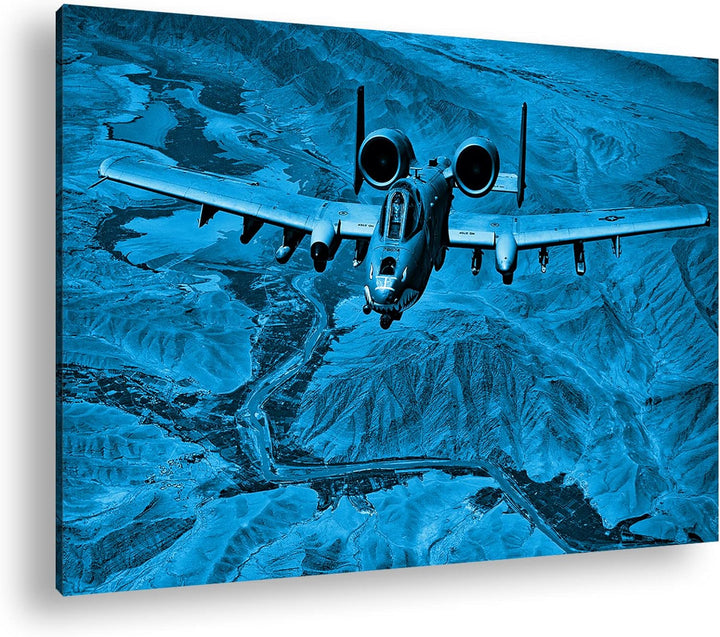 deyoli Atemberaubendes Militär Flugzeug Format: 80x60 Effekt: Monocrome Blau als Leinwandbild, Motiv
