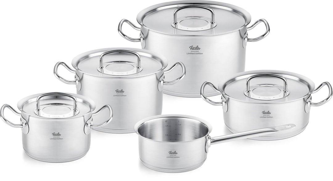 Fissler Original-Profi Collection Retro/limitiertes Edelstahl-Kochtopfset, 5-teilig, inkl. Metall-De