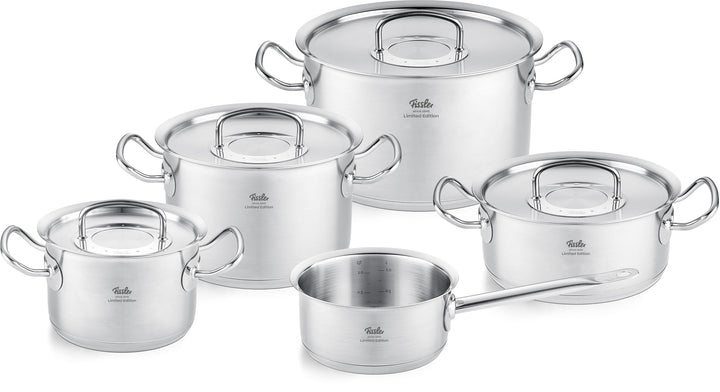 Fissler Original-Profi Collection Retro/limitiertes Edelstahl-Kochtopfset, 5-teilig, inkl. Metall-De