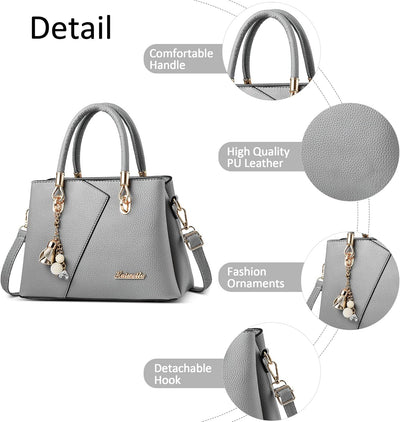 DORRISO Mode Handtasche Damen Elegant Tote Tasche mit Schickem Blumenanhänger Henkeltasche für Einka