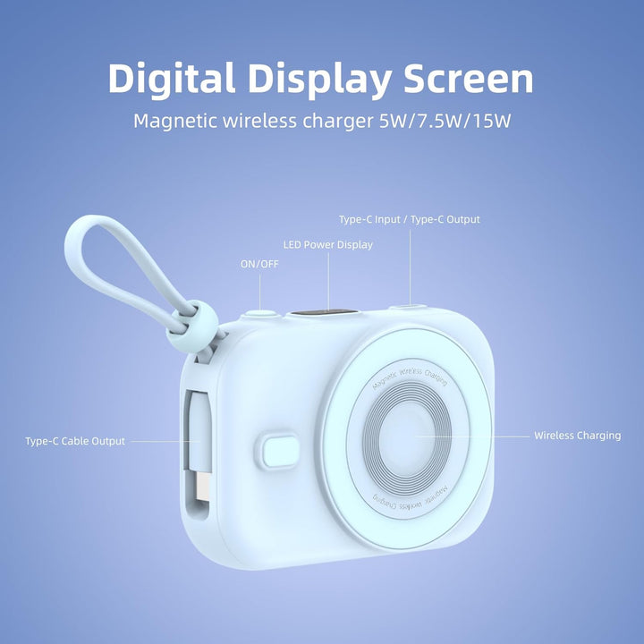 Mini Powerbank 10000mAh mit Magnetischer Schnellladung &amp; 20W PD, 22.5W Max, Tragbare Externe Batteri