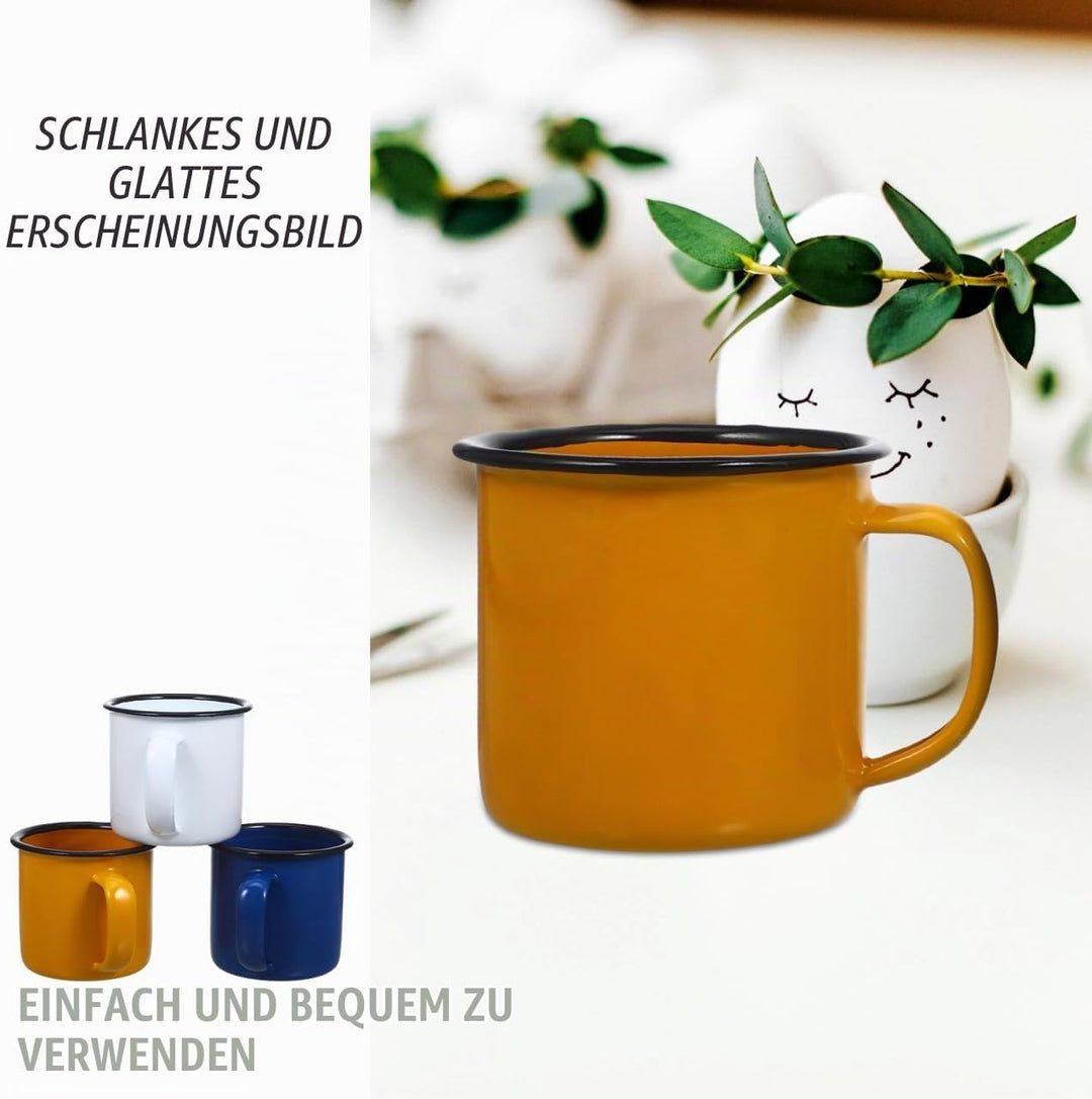 Cabilock Emaille Tassen Set, 6-teilig, 150 ml, im Vintage-Stil