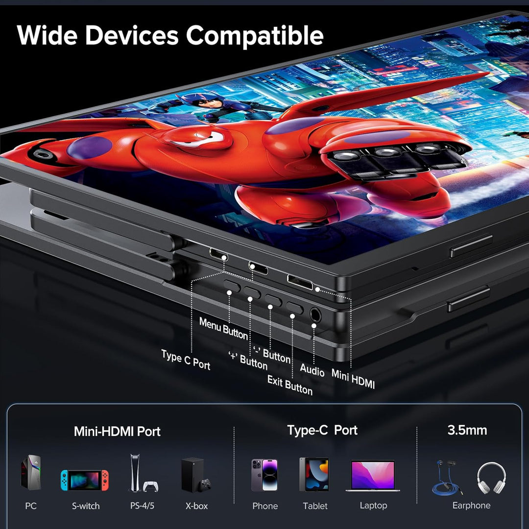 UPERFECT Portable Monitor 17 Zoll 144Hz, Tragbarer Monitor Mobile Display mit 1920 * 1080 Full HD IP