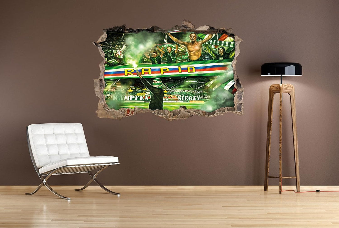Ultras-Art Rapid kämpfen und Siegen, 3D Wandsticker Format: 92x62cm, Wanddekoration, 92x62