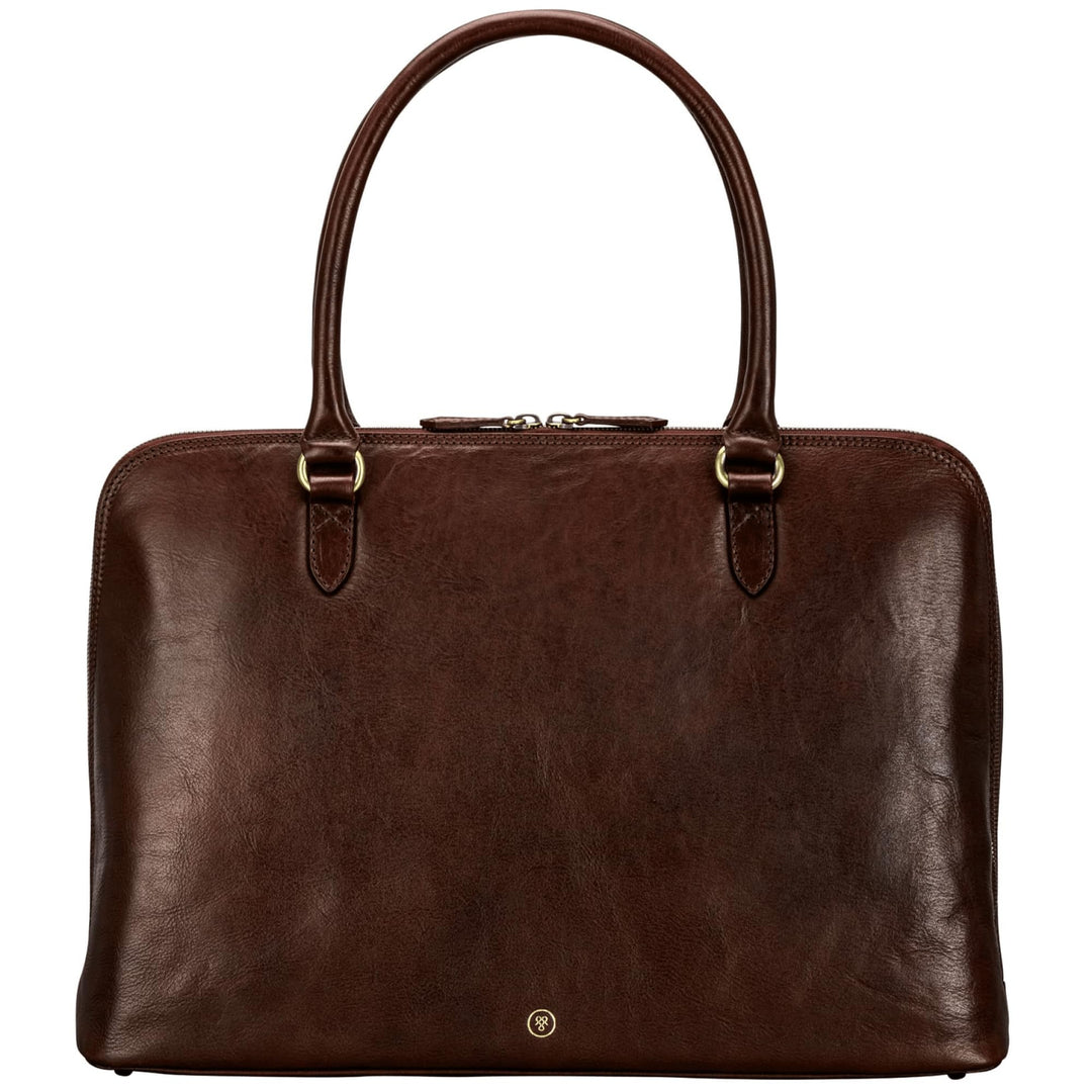 Maxwell Scott Hochwertige Damen Leder Handtasche Fiorella in DunkelBraun, Dunkelbraun