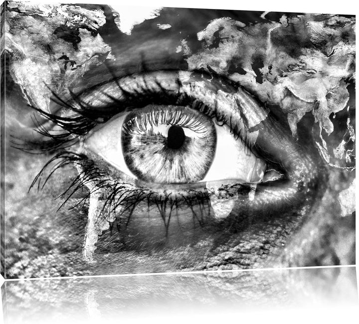 Pixxprint Monocrome, Die Erde gezeichnet auf EIN Gesicht, Format: 100x70 auf Leinwand, 100x70