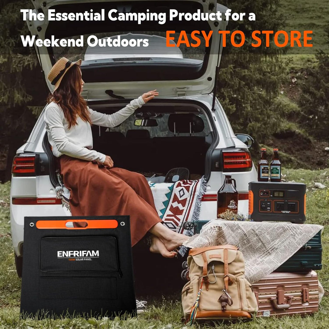 ENFRIFAM 100W Solarpanel faltbares 18V Monokristallines Solarladegerät mit USB DC Ausgängen,Tragbare