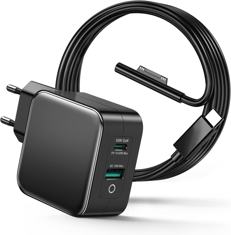 USB C Ladegerät 65 W mit Surface Ladekabel GaN Ladegerät mit Microsoft Ladekabel Kompatibel mit Pro