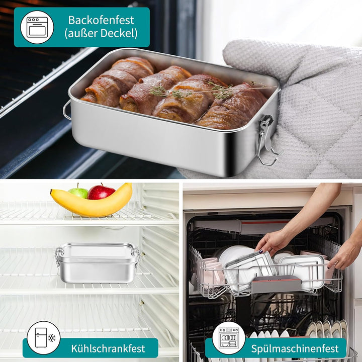 Joyfair Brotdose mit Fächern, 2 Stück Edelstahl Bento Box mit Abnehmbar Fächern für Erwachsene & Kin
