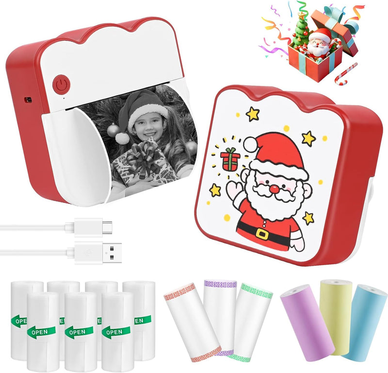 Ambesty Mini Drucker, Weihnachten Mobiler Fotodrucker, Tragbarer Mini Fotodrucker, Wireless Fotodruc