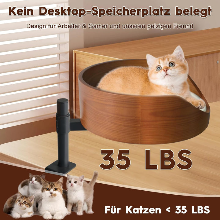 Katzenbett für Schreibtisch mit Haustiermatte,Höhenverstellbares Katzenbett,360° Drehbarer, unterstü