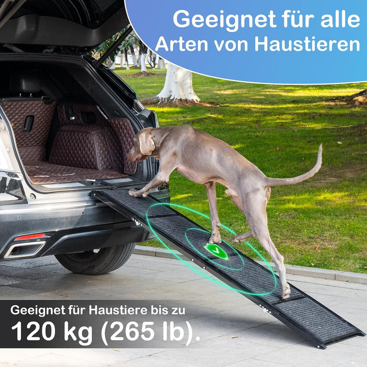 Uross Hundetreppe für Auto 180CM - Zusammenklappbare Hundetreppe für Auto und SUV, Aluminium-Hundetr