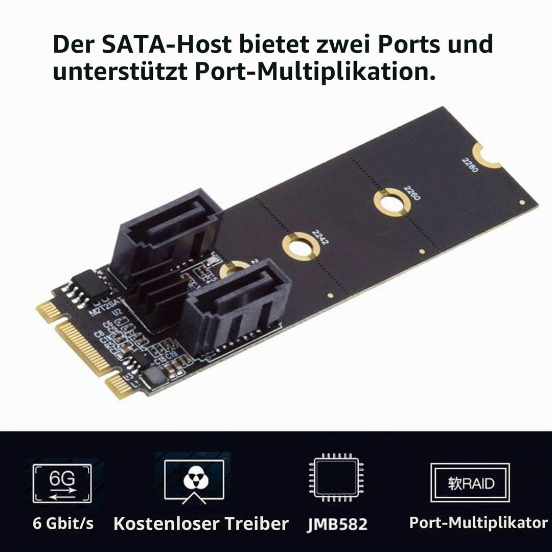 chenyang M.2 NGFF Key B+M auf SATA 3.0 6Gbit/s Adapterkonverter Festplattenerweiterungskarte JMB582
