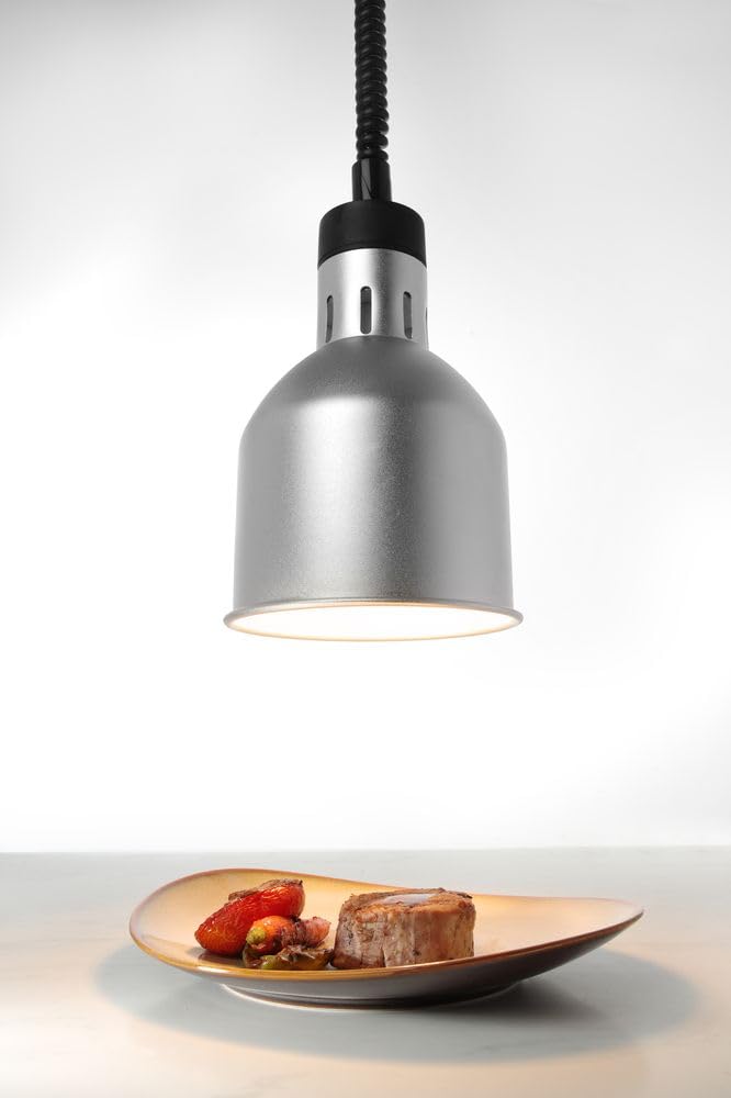HENDI Wärmelampe, Inkl. Splitterfreie lampe, Höhenverstellbar, Zylinder, Warmhalten von Speisen, Spe