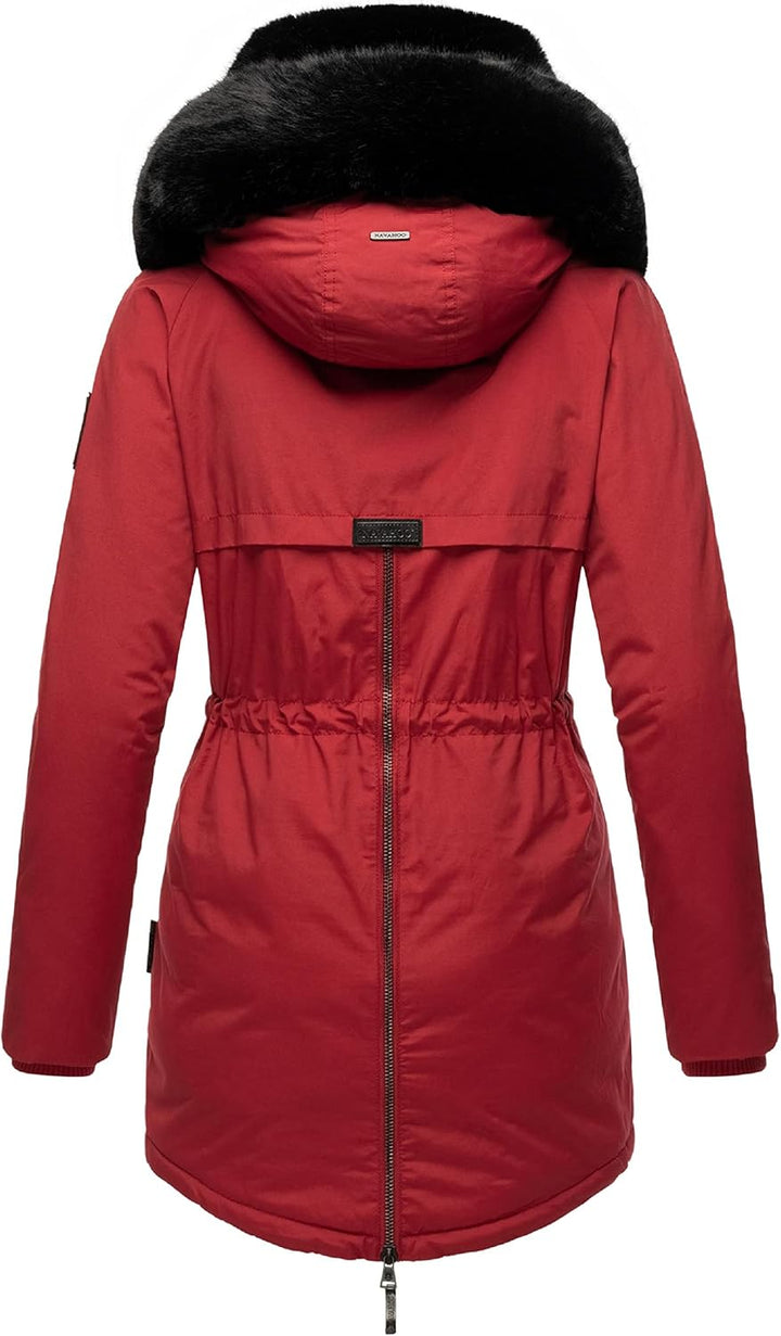Navahoo Damen Warmer Winterparka mit doppelter Kunstpelz-Kapuze Sweety Deluxe XS-XXL XS Blood Red, X