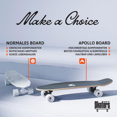 Apollo Mini-Longboard | Midi Cruiser als Komplett-Board, 70cm (30x8) | wendiges Kick Tail Mini Longb