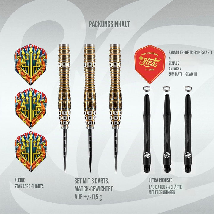 Shot! Darts Roman Empire Legion Steel Tip Dart Set Front Weighted 90% Tungsten Barrels 24.0 Gramm, 2