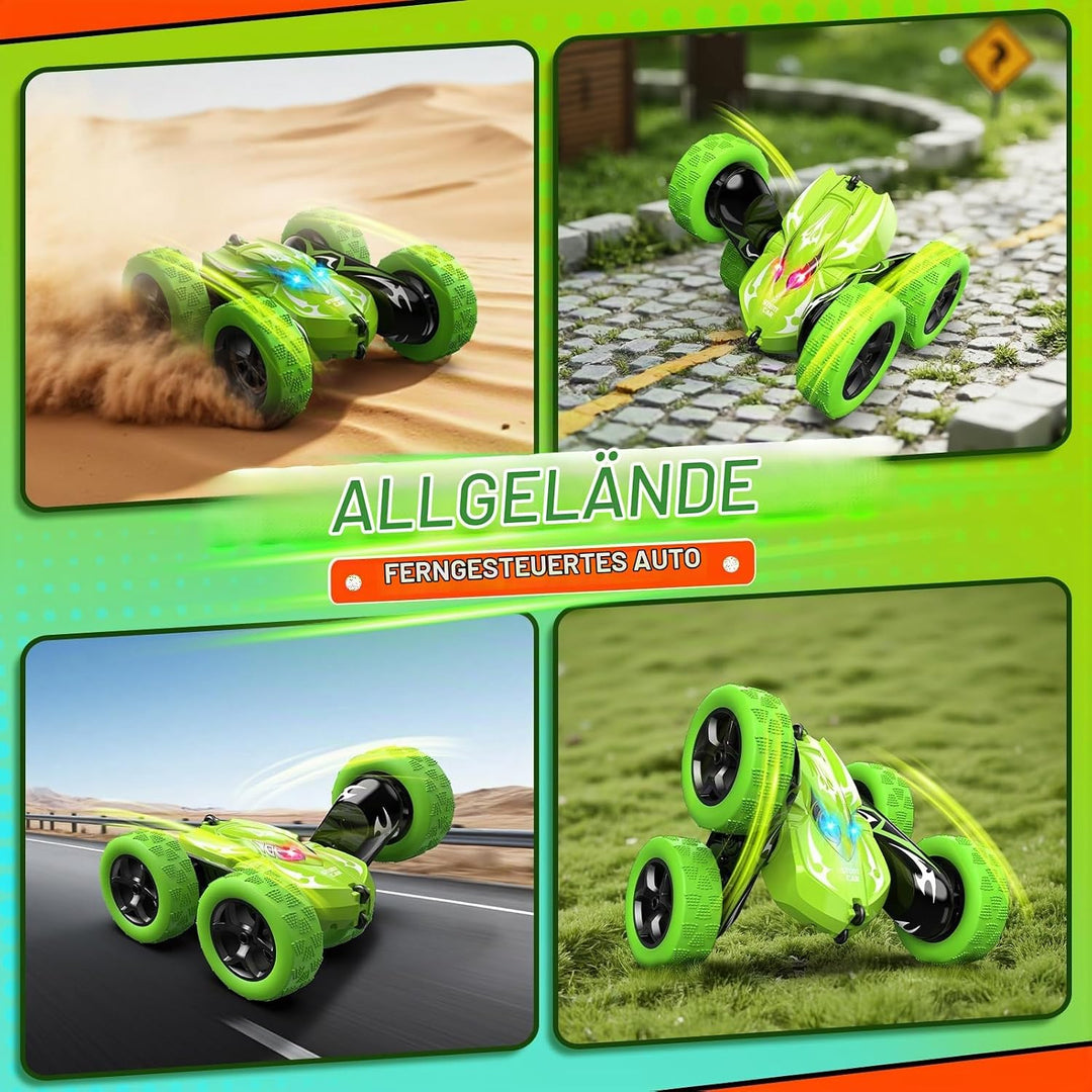 Ferngesteuertes Auto, 2,4GHz RC Auto Spielzeug ab 3-9 Jahre Junge, 360° Flip, Drehbare, LED Blinken,