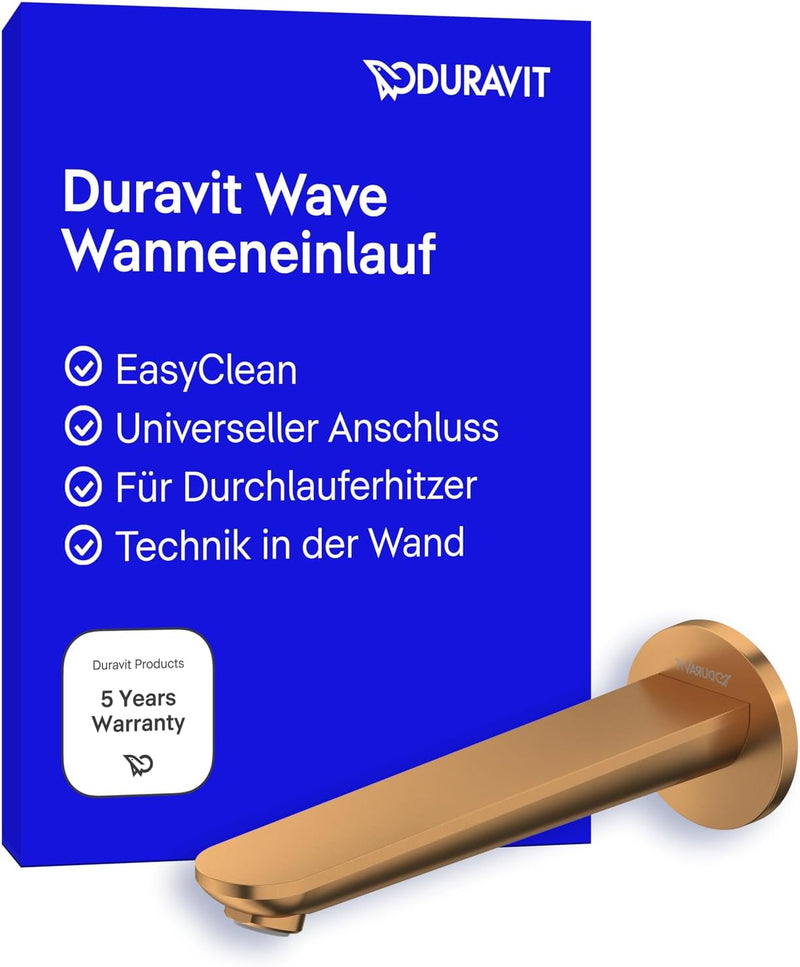 Duravit Wave Wanneneinlauf, Badewanneneinlauf mit runder Wandabdeckung, Zulauf Badewanne, Bronze Geb