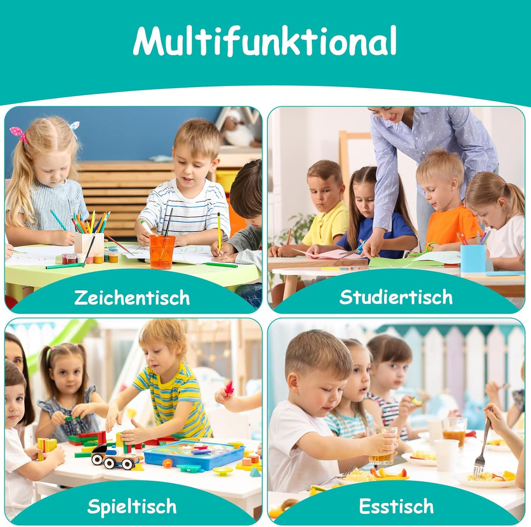 MAMIZO Kindertisch mit 6 Stühlen, Kindertischgruppe Höhenverstellbar Packung, Kinder Tisch Stuhl Set