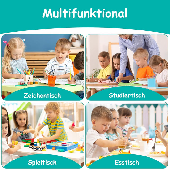 MAMIZO Kindertisch mit 6 Stühlen, Kindertischgruppe Höhenverstellbar Packung, Kinder Tisch Stuhl Set