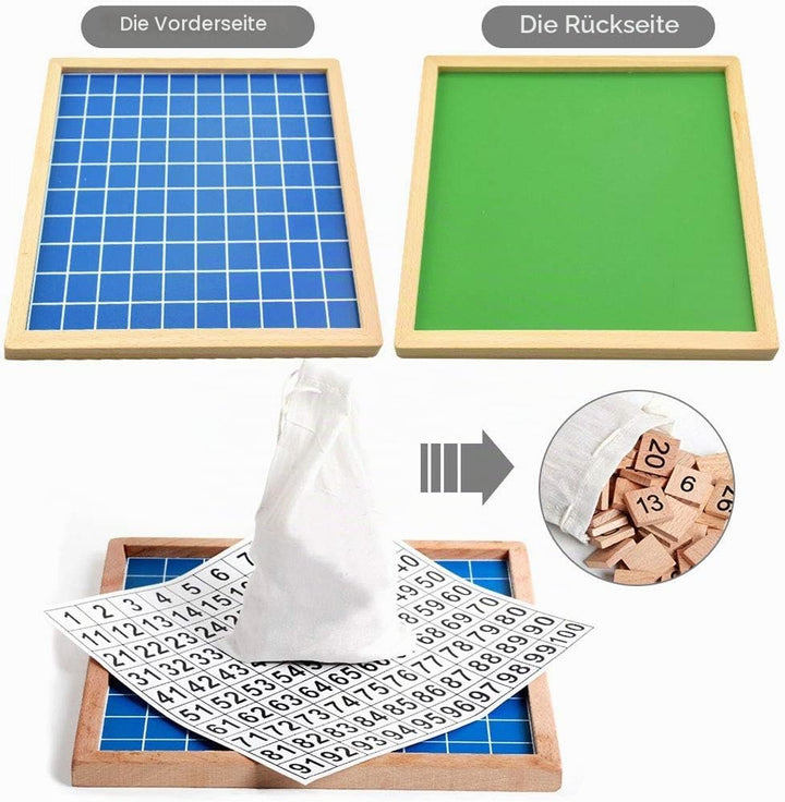Montessori Mathematik Puzzle Holz Digital Board 1-100 Kontinuierliche Zahlen Kinder Kind Mathe Unter
