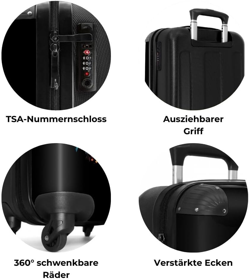 Handgepäck Koffer mit Rollen - Hartschalenkoffer, Trolley Mittelgross mit TSA Schloss - Reisetasche