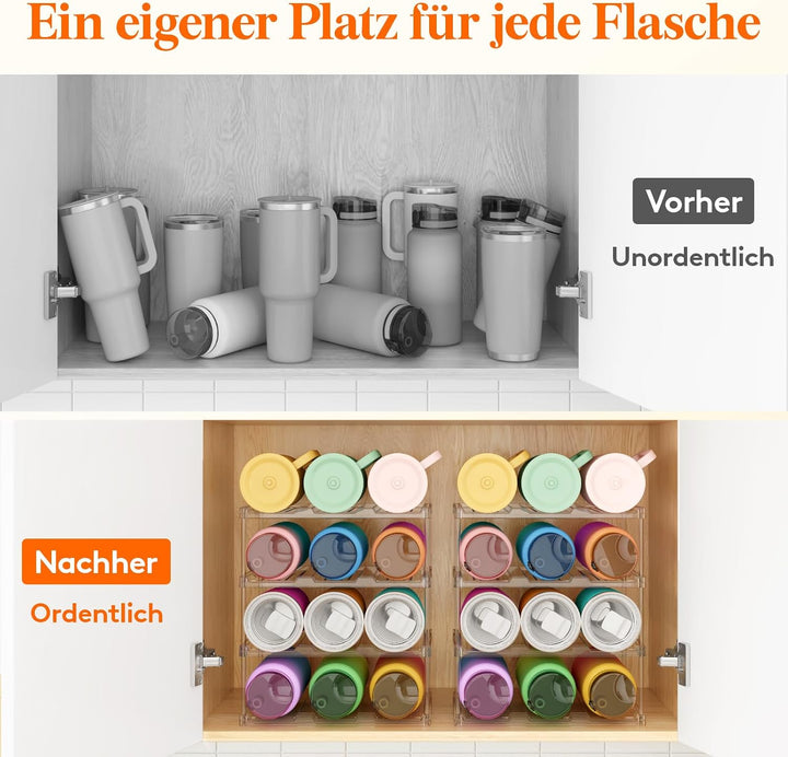 Lifewit Stapelbarer Flaschenorganizer aus Kunststoff für Zuhause, Tumbler- und Becherhalter, Transpa