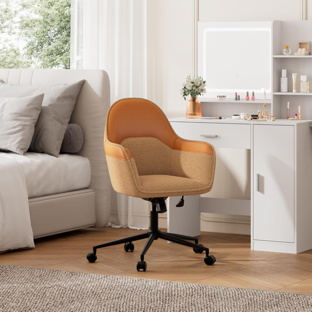 DEVAISE Homeoffice Stuhl, Ergonomischer Schminktischstuhl mit 9 cm Kissen, neigbar bis 105°, höhenve
