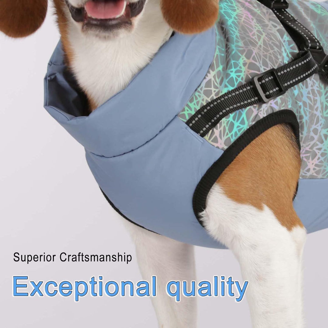 LUOWAN Hundemantel für kleine Hunde, Hundemantel mit Geschirr, Reflektierende Outdoor-Hundeweste, Wi