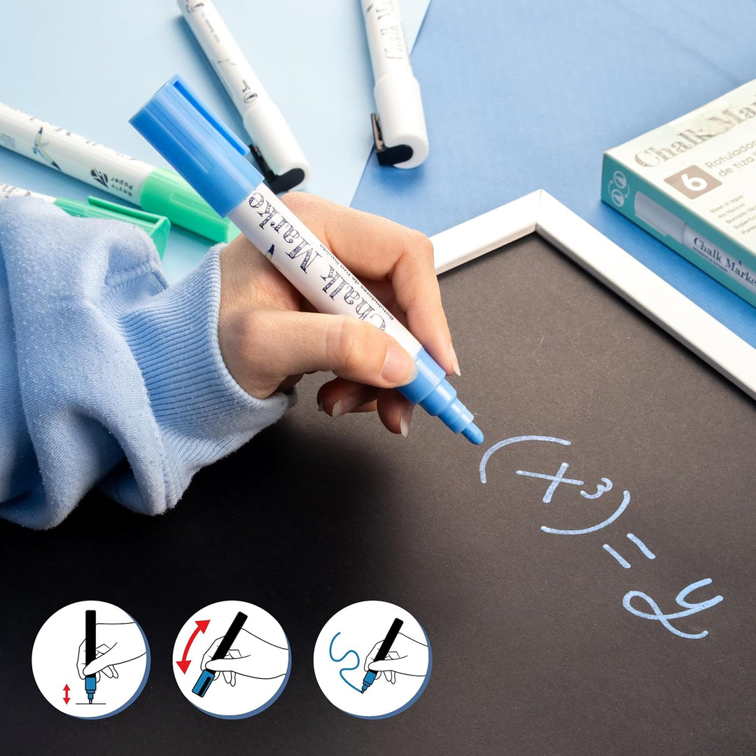 RAYLU PAPER Flüssigkreidemarker für Tafel, abwischbar und wendbare Spitze, Whiteboard-Marker auf Was