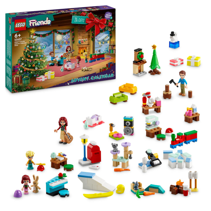 LEGO Friends Adventskalender 2024, vorweihnachtliches Kinderspielzeug mit 5 Charakteren und 3 Tieren
