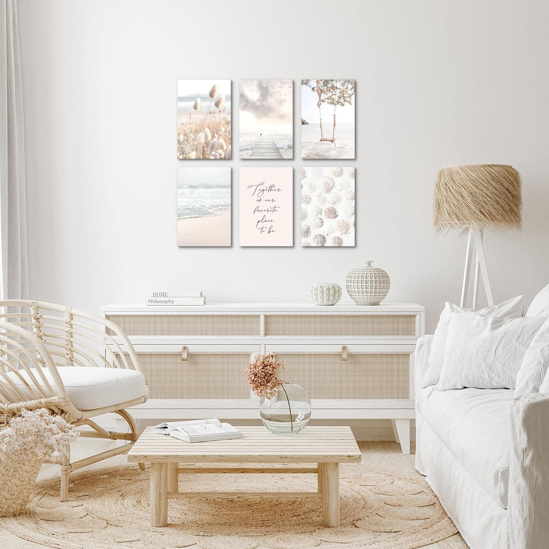 Novart Wandbilder Set - KOMPLETT AUFHÄNGFERTIG - Made in Germany - Moderne Bilder Strand Meer Relax