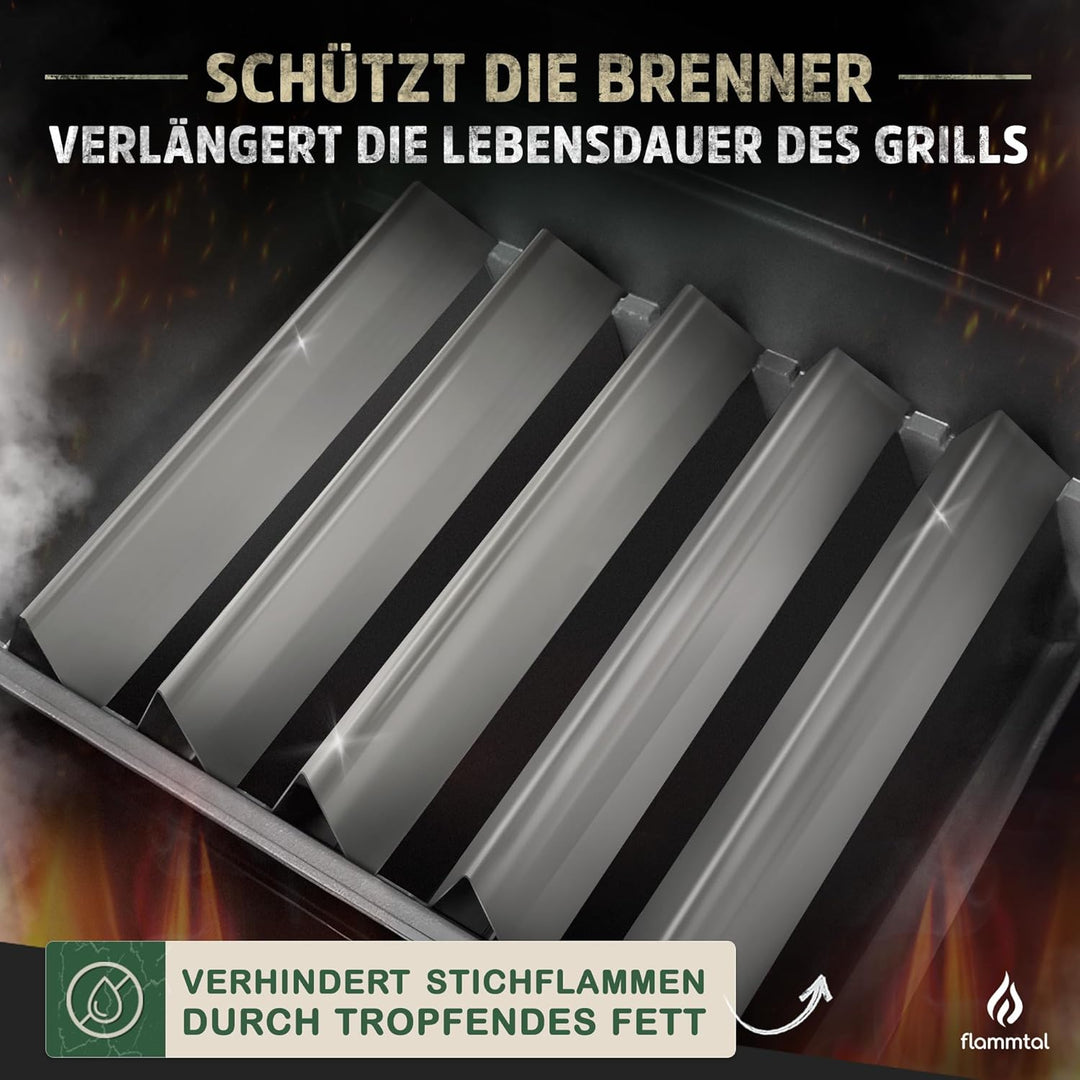 flammtal [Das Original - Aromaschienen FLAVE [5 Stück] - Für Weber Spirit 310/320/330 - Hochwertige