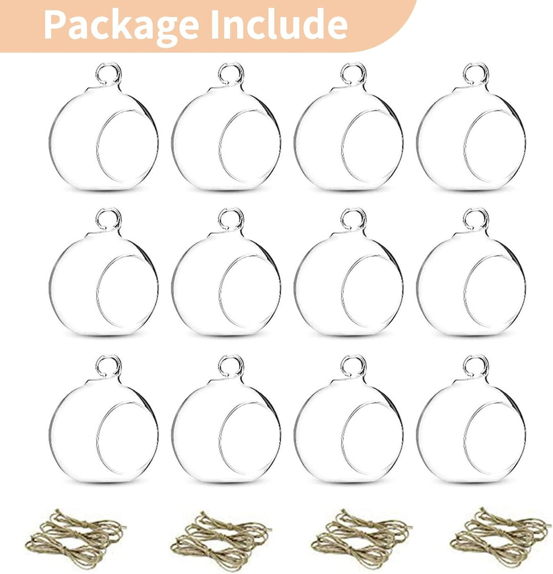 NUPTIO 12 Stücke 8cm Hängen Glaskugel Teelicht Kerzenhalter Hause Hochzeit Mittelstücke Decor Garten