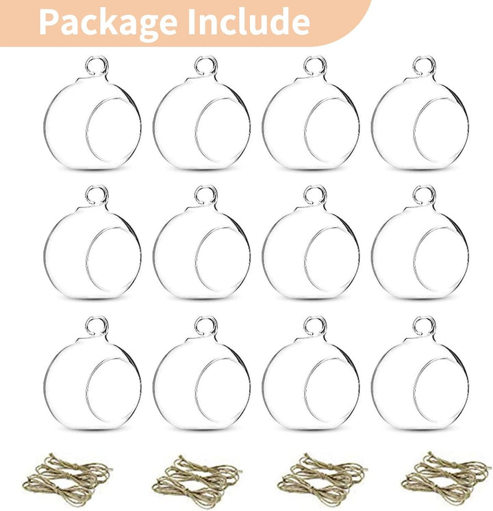NUPTIO 12 Stücke 8cm Hängen Glaskugel Teelicht Kerzenhalter Hause Hochzeit Mittelstücke Decor Garten