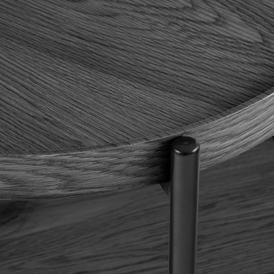 CLP Couchtisch rund Holz Corbitan, Sofatisch 2 Ebenen mit Stauraum, Beistelltisch klein Metallgestel