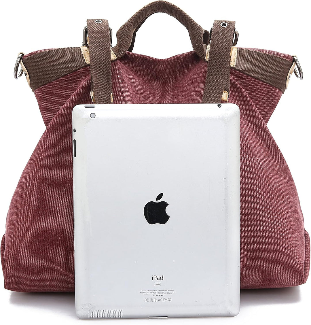 LOSMILE Damen Canvas Schultertasche Rucksack Gross,Handtasche Vintage umhängetasche Anti Diebstahl T