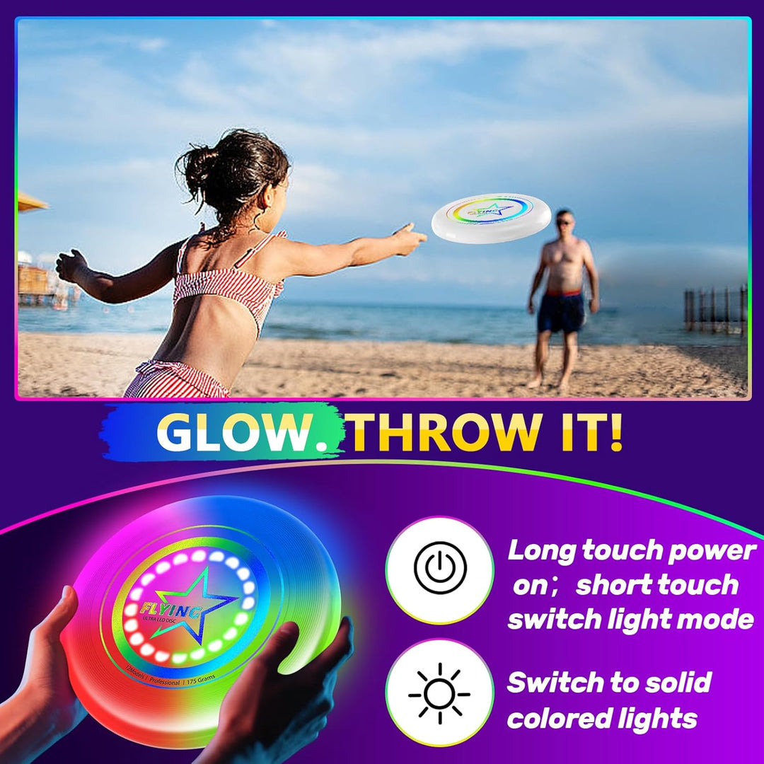 12 Lichtmodus Flying Discs Flugscheibenspielzeuge für Kinder und Erwachsene, automatisches Aufleucht