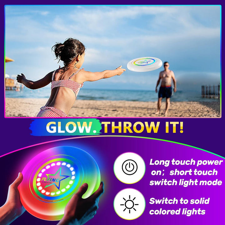 12 Lichtmodus Flying Discs Flugscheibenspielzeuge für Kinder und Erwachsene, automatisches Aufleucht