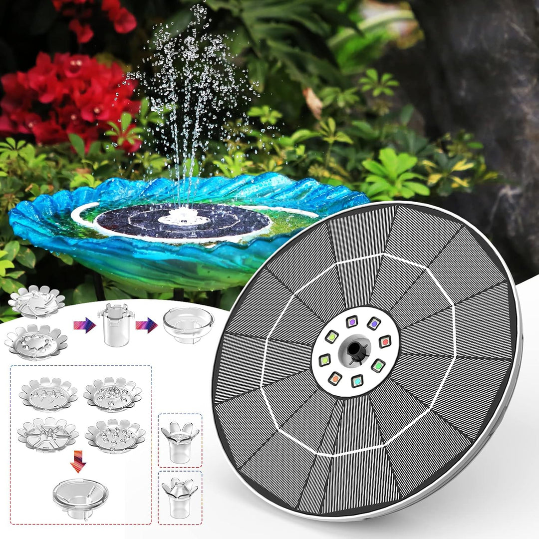 AISITIN 6,5W LED Solar Springbrunnen mit Verstellbare Stützstange Buntes Teichpumpe Solarbrunnen mit