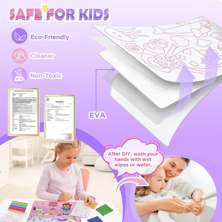 URMYWO Folienspass Kinder, Prinzessin Foil Art FüR Kinder,Bastelsets FüR MäDchen Alter 3-10,DIY-Akti