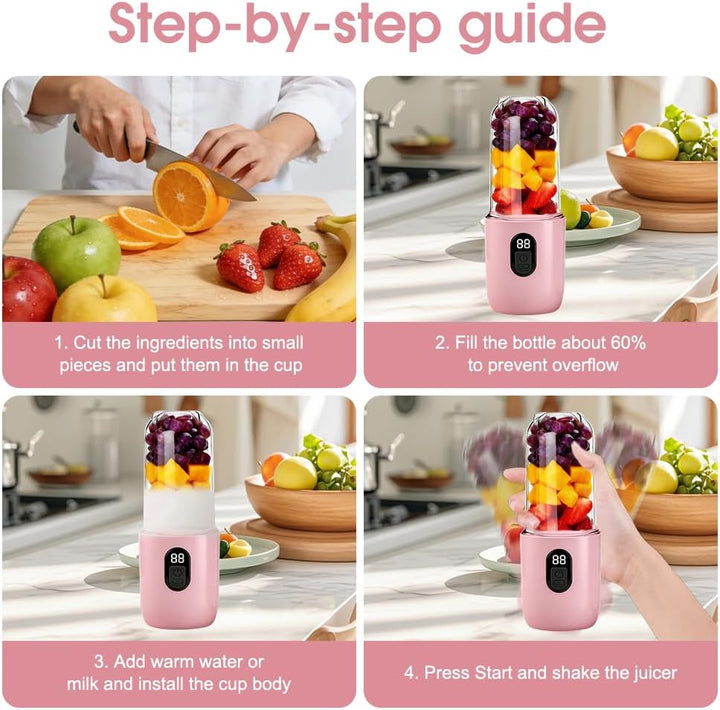 500ML Tragbarer Mixer, Smoothie Maker mit Reise-Deckel, Standmixer, Blender Elektrisch Mini-Mixer fü