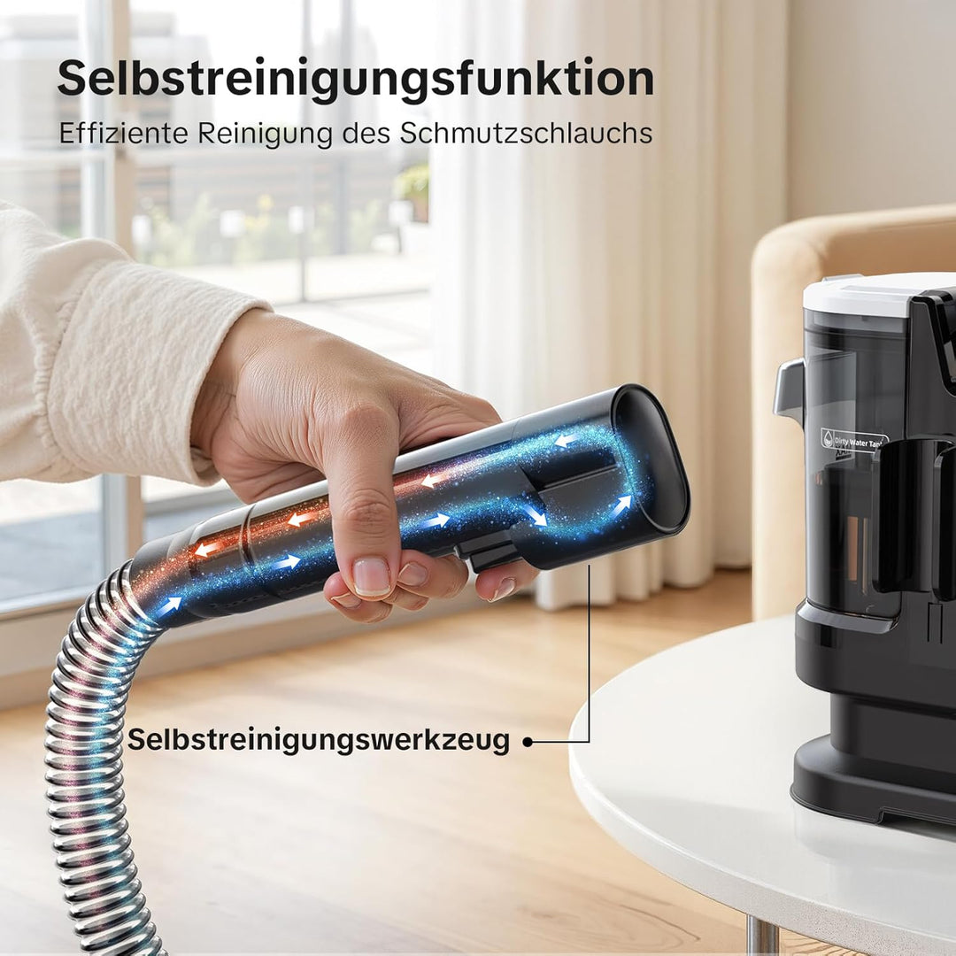 Lubluelu Nasssauger Polsterreiniger Gerät 20 kPa, 1400 W, Teppichreiniger Waschsauger mit 10 Sek. Sc