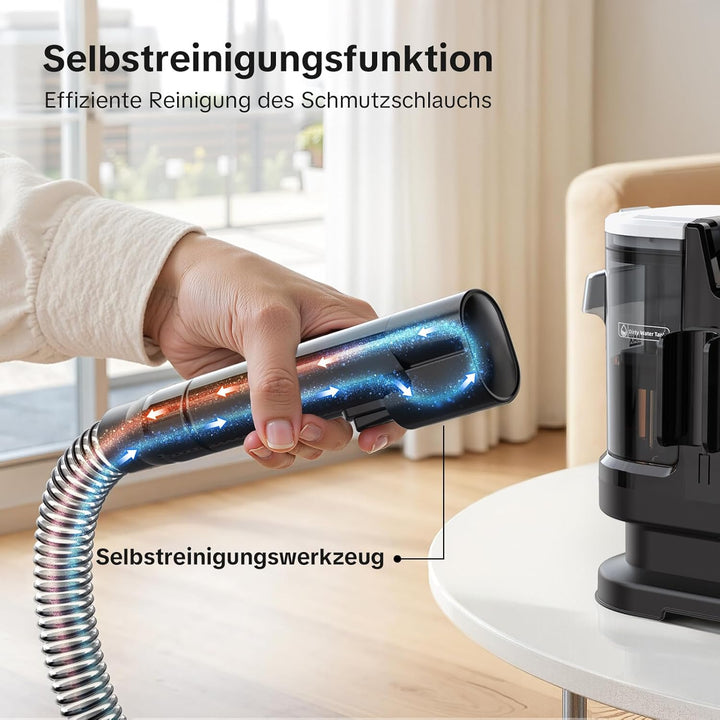 Lubluelu Nasssauger Polsterreiniger Gerät 20 kPa, 1400 W, Teppichreiniger Waschsauger mit 10 Sek. Sc