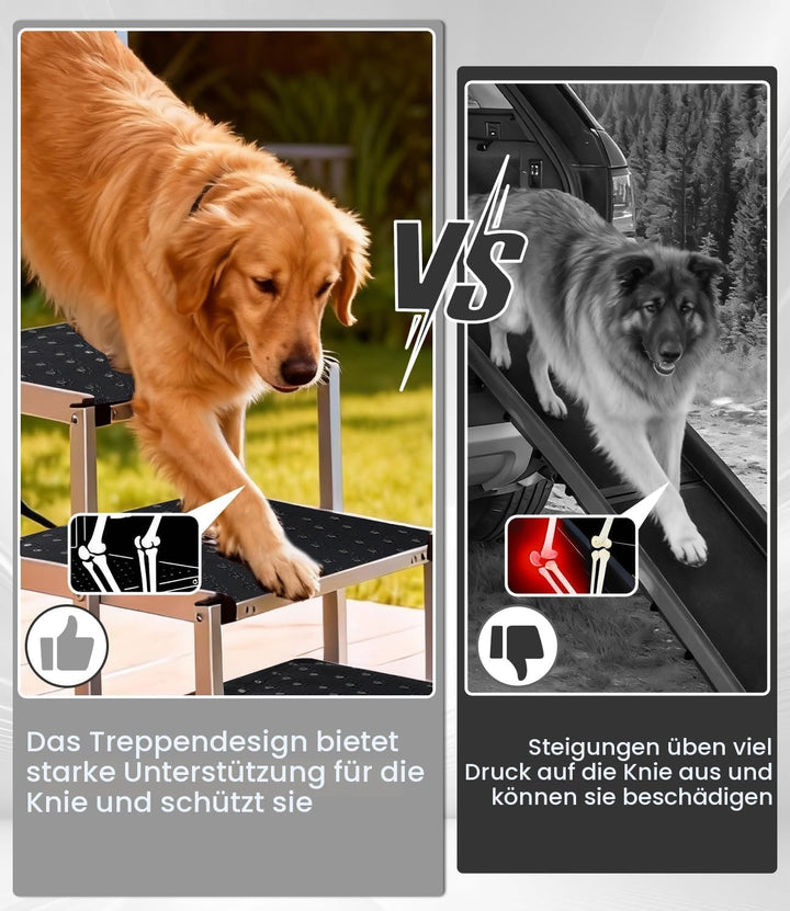 Hundetreppe Auto, Hunderampe Auto klappbar, Haustiertreppe, 5 Stufen Hundeleiter bis 80kg, Rampe Hun