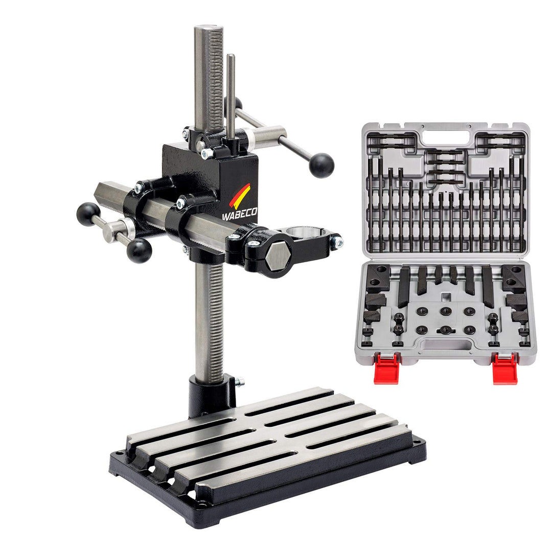 WABECO Bohrständer Fräsständer BF1240 mit Spannpratzen Satz 58-teilig vertikal/horizontal Säule 500