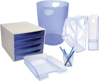 Exacompta 228610D Ablagebox Linicolor mit 4 Schubladen für DIN A4+ Dokumente. Ecobox mit hoher Kapaz