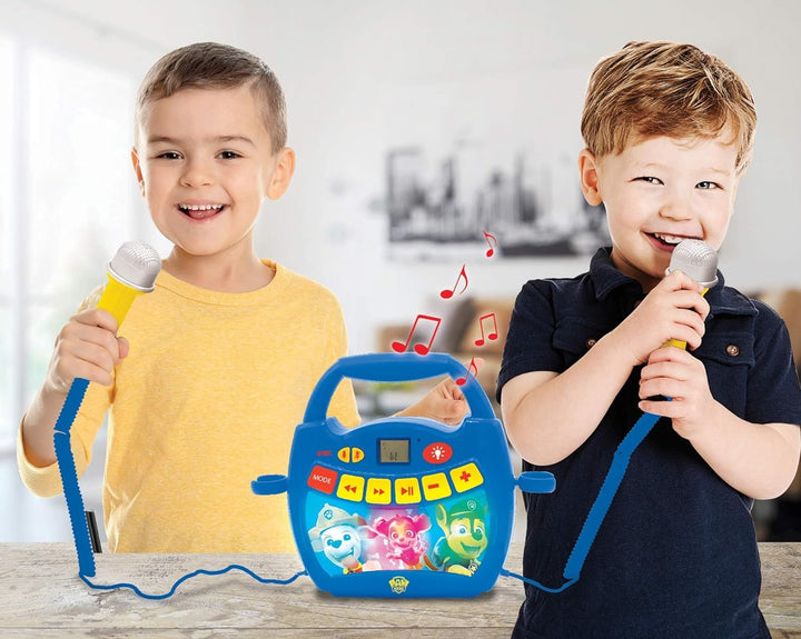 Lexibook MP320PAZ Paw Patrol-Tragbarer digitaler Karaoke-Player für Kinder-Mikrofone, Lichteffekte,