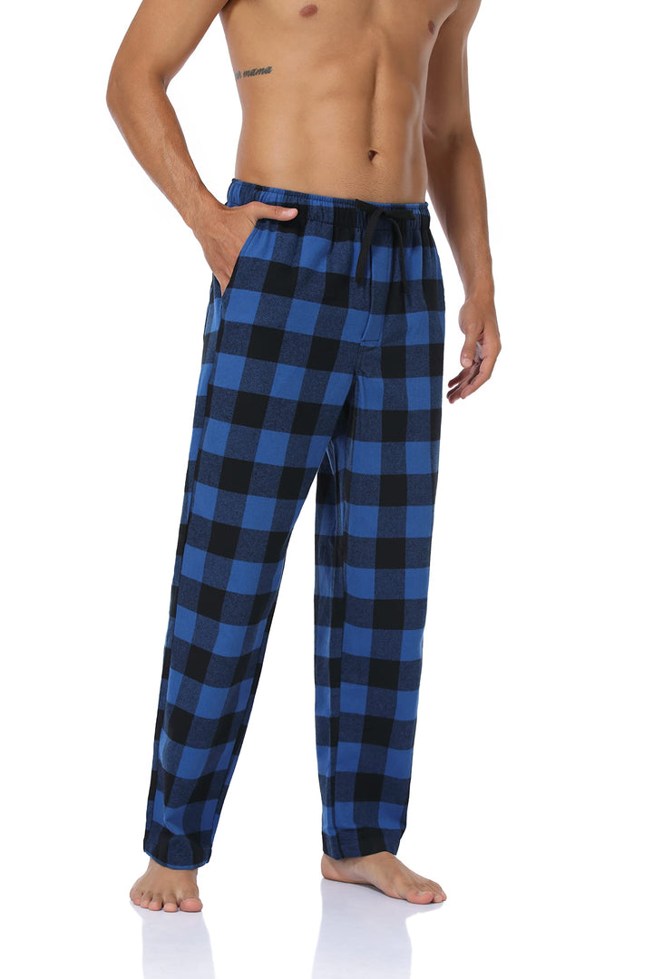 North Bund Schlafanzughose Herren, 100% Baumwolle Kariert Pyjamahose Dicke Flanell Schlafhose Weich